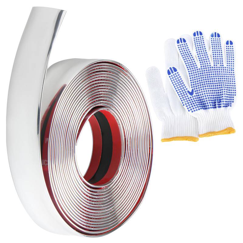 Zierleisten Selbstklebend Wand Chrom Zierleiste Auto Chromleiste Selbstklebend Universal Silber Wandleisten Mit Schutzfolie Wasserdichte für Wand Tür Zierleisten Selbstklebend Wand(5m*30mm) von Cosswe