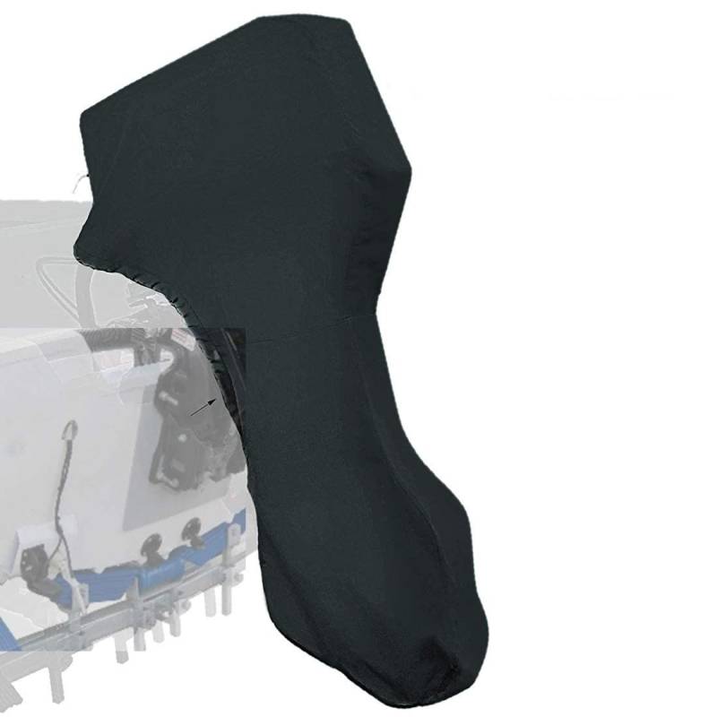 Coverify Vollständige Außenbordmotorabdeckung, 60-90 PS, schwarz, strapazierfähig, volle Boots-Außenbordmotorabdeckung, 600D wasserdichte Motorhaubenabdeckung mit winddichtem Gurt von Coverify