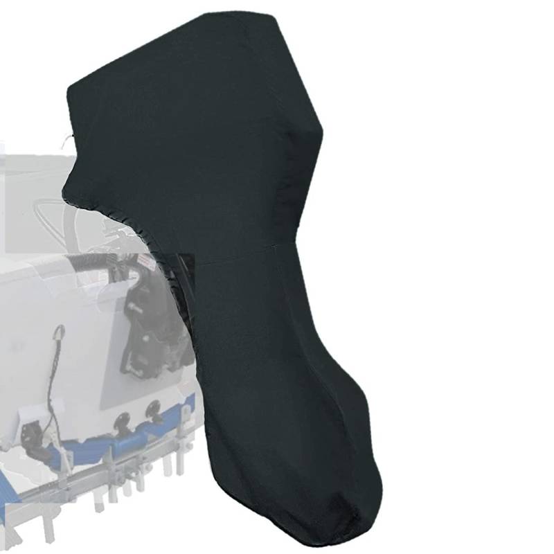Coverify Vollständige Außenbordmotorabdeckung, passend für 100–225 PS Außenbordmotorabdeckungen, schwarz, 600D strapazierfähiges Oxford-Gewebe, wasserdichte Bootsmotorabdeckung mit winddichtem Gurt von Coverify