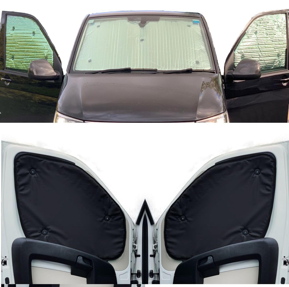 Covprotec Fensterrollo-Set für Ford Transit Custom (2012-Datum), wendbar, Thermisch, Rückseite Farbe Schwarz, TB10346BLK-H_N von Covprotec