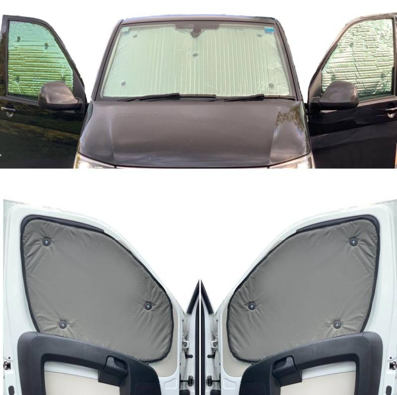 Fensterrollo-Set Kombatibel Mit Mercedes Vito (2003-2014)(8-teiliges Set + Heckklappe) Rückseite einfärben Khakigrün, Reversibel und Thermisch von Covprotec
