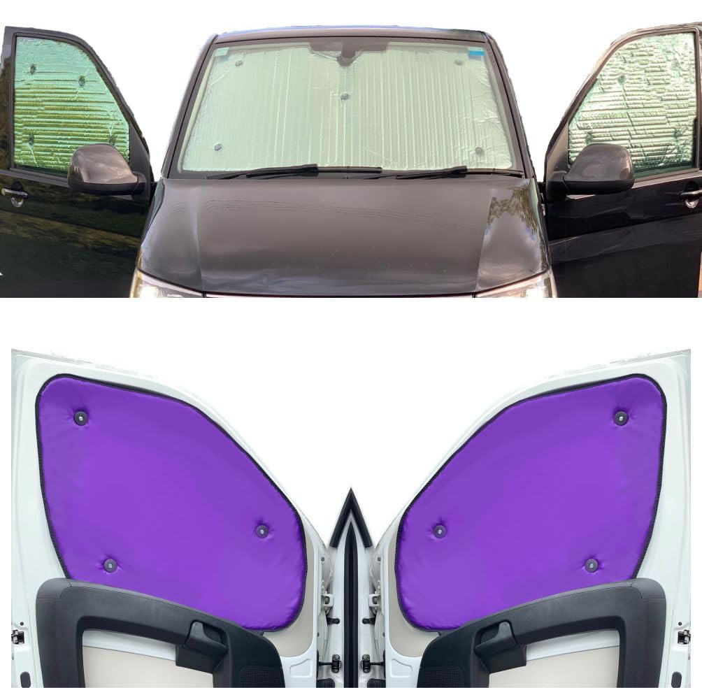 Thermo-Jalousien Kombatibel Mit Renault Trafic/Combi (2014-2019)(Frontset) Rückseite einfärben Lila, Reversibel und Thermisch von Covprotec