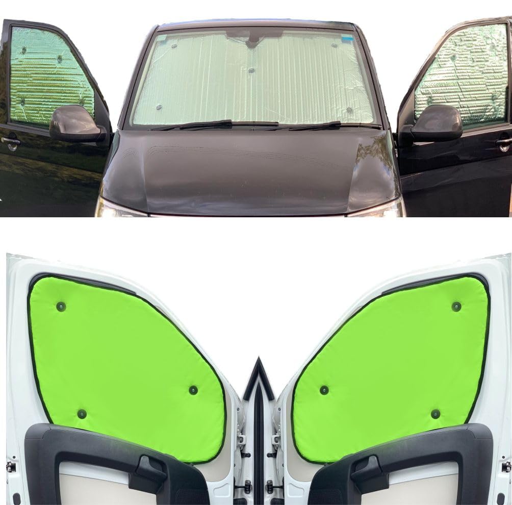 Fensterrollo-Set Kombatibel Mit Citroen Berlingo (2018-Date)(Komplettset SWB + Heckklappe mit zu öffnendem Fenster) Rückseite einfärben Fluoreszierendes Gelb, Reversibel und Thermisch von Covprotec