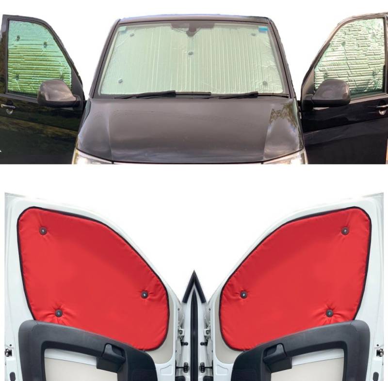 Fensterrollo-Set Kombatibel Mit Honda Elysion (2004-2015)(Komplettset + Heckklappe) Rückseite einfärben Rot, Reversibel und Thermisch von Covprotec