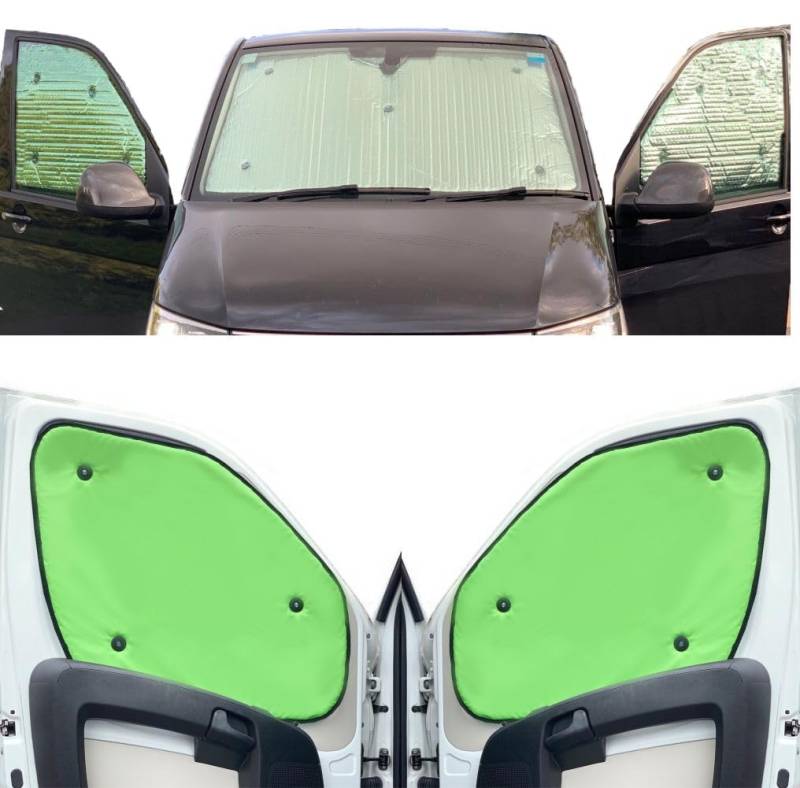 Fensterrollo-Set Kombatibel Mit Peugeot Partner (2018-Date)(Komplettset SWB + Heckklappe + Dachfenster) Rückseite einfärben Kalk, Reversibel und Thermisch von Covprotec