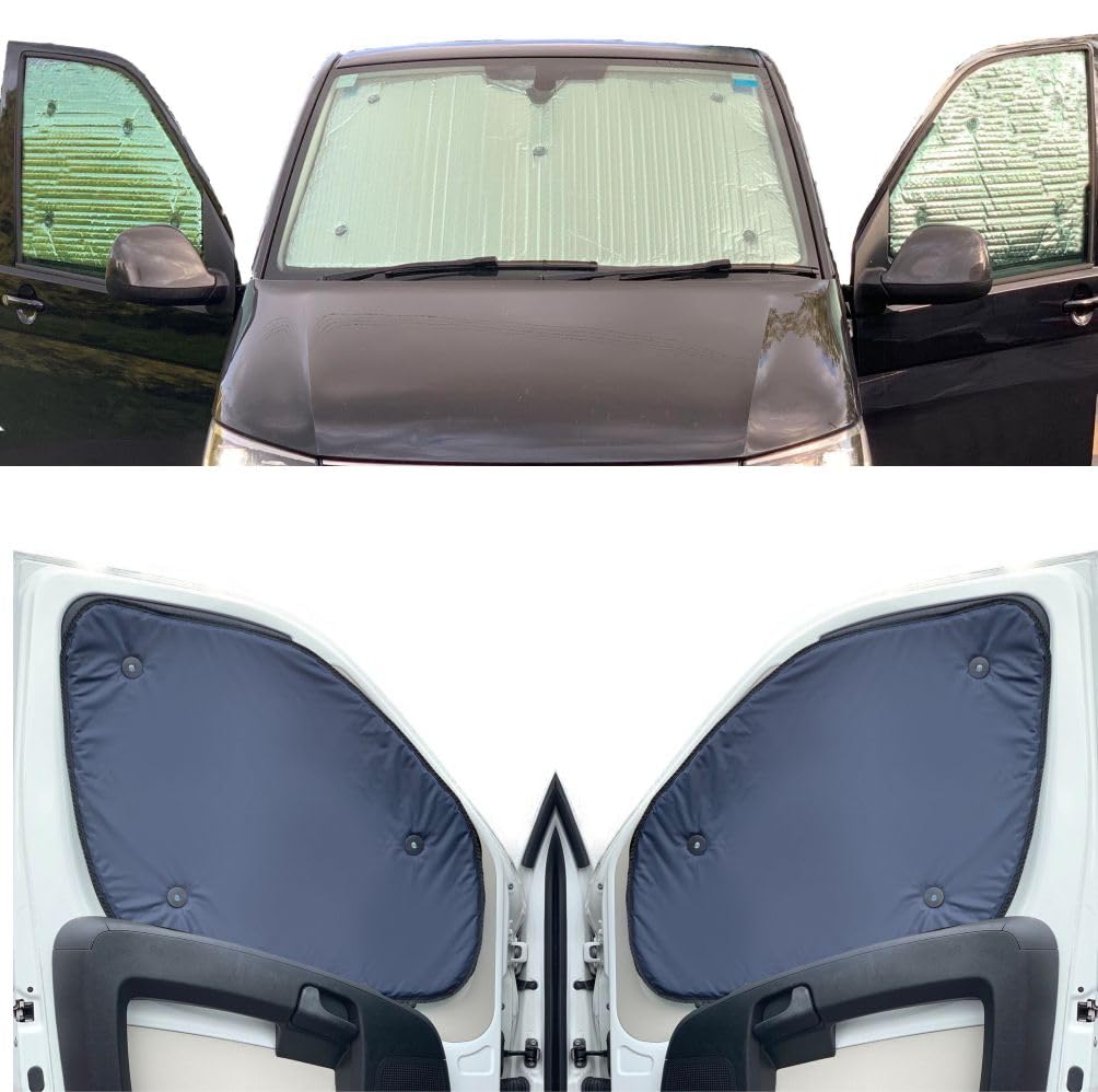 Fensterrollo-Set Kombatibel Mit Skoda Roomster (2006-2015)(Frontset) Rückseite einfärben Marine, Reversibel und Thermisch von Covprotec