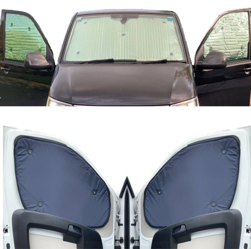 Thermo-Jalousien Kombatibel Mit Vauxhall Vivaro (2000-2015)(Frontset) Rückseite einfärben Marine, Reversibel und Thermisch von Covprotec