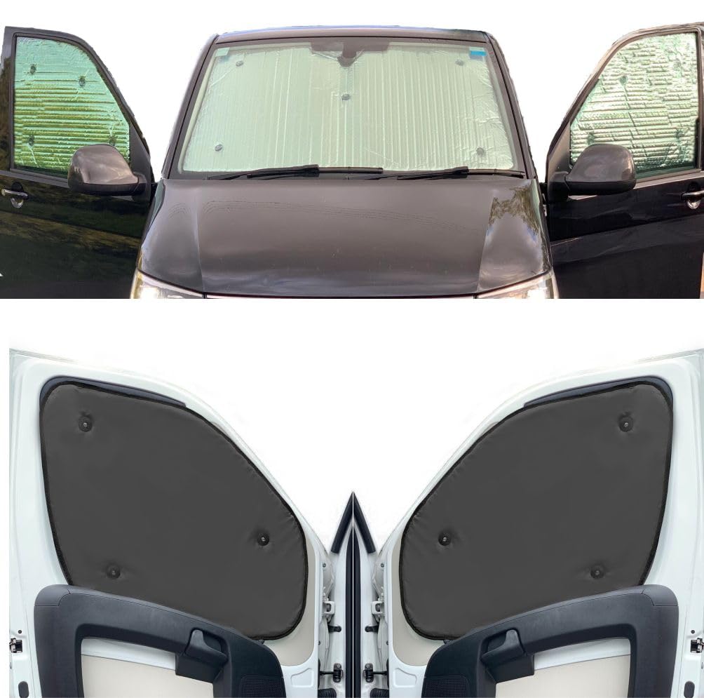 Thermo-Jalousien Kombatibel Mit Citroen Berlingo (2018-Date)(Komplettset SWB + Heckklappe + Dachfenster) Rückenfarbe in Anthrazit, Reversibel und Thermisch von Covprotec