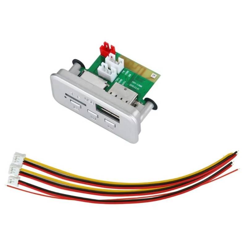 Cpolebev Upgrade Bluetooth 5.0 Autoradio MP3-Player 5 V 12 V WMA-Decoderboard Audiomodul FM TF USB 3,5 mm AUX für Autos Silber von Cpolebev