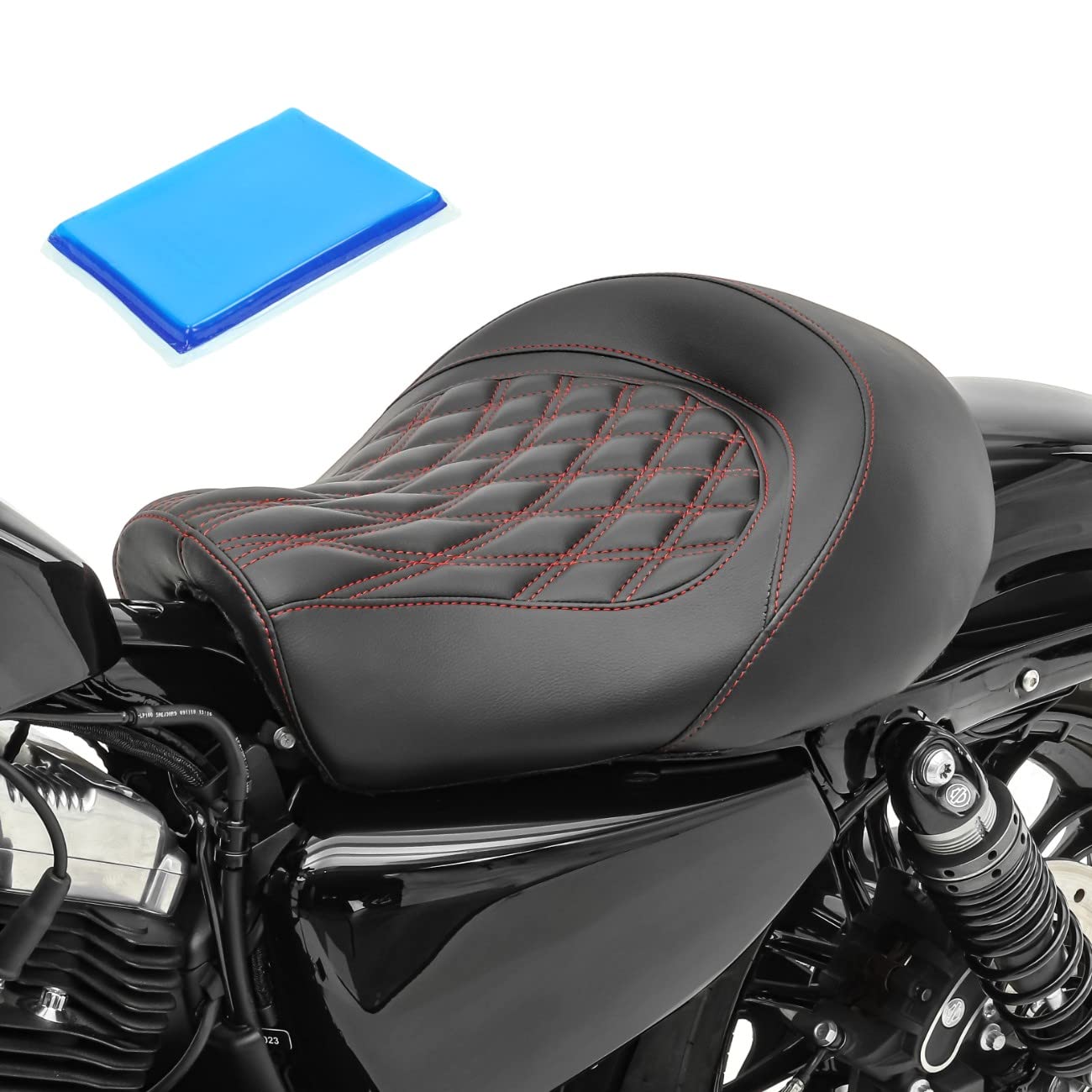 Gel Solo Sitz für Harley Davidson Sportster 1200 Custom 10-20 schwarz/rot GR2G von Craftride