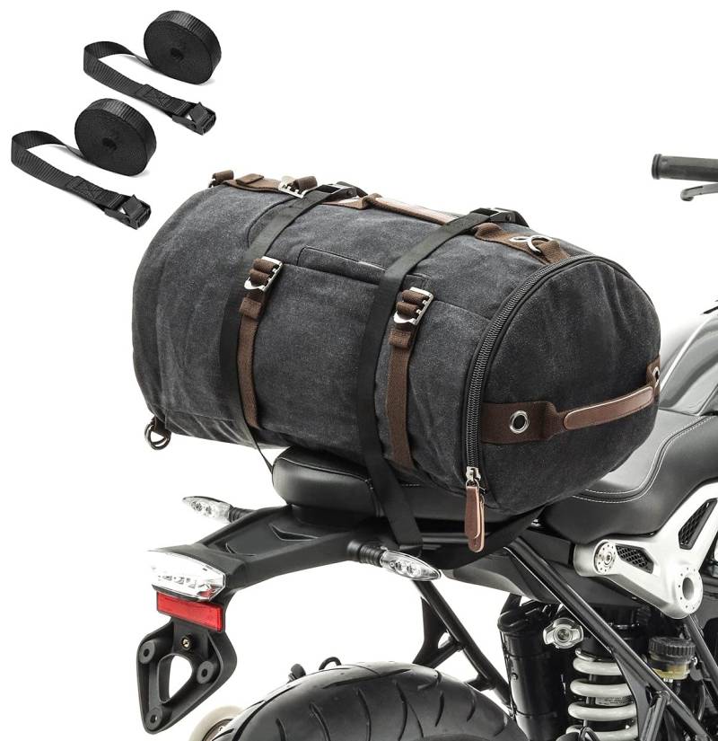 Motorrad Rucksack VG8 Hecktasche Vintage 35Ltr inkl. Spanngurte schwarz von Craftride