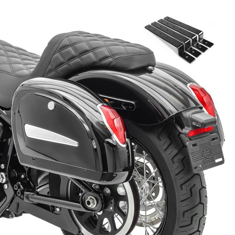 Seitenkoffer Craftride Michigan je 18l + Haltesatz für Chopper/Custombike Custom CB43007 von Craftride