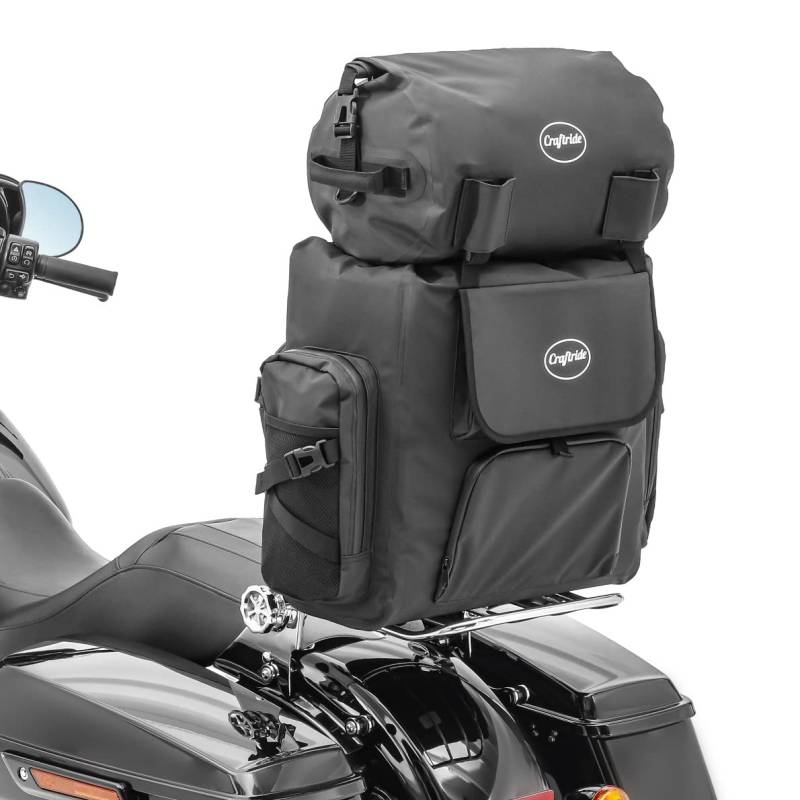 wasserdichte Sissybar Tasche mit Gepäckrolle für Chopper WPL Hecktasche von Craftride