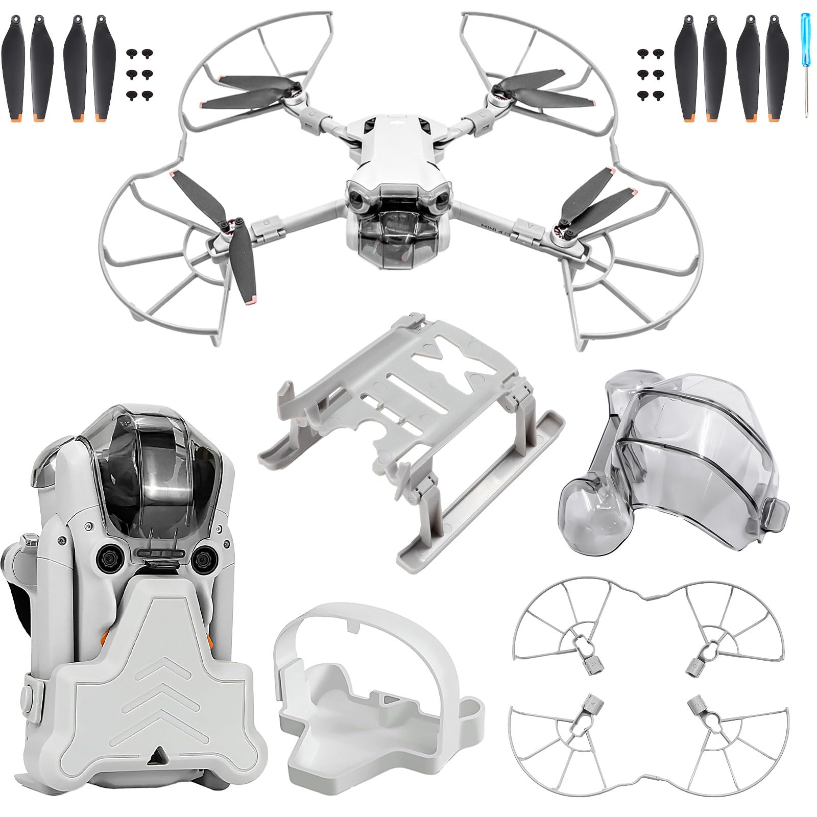 Craznick Mini 4 Pro Zubehör Kit Propeller Propellerschutz Landefüße Erweiterte Fahrwerk Landegestell Propellerschützer Strap Gimbal Protector Lens Cover für DJI Mini 4 Pro Fly More Combo Zubehör von Craznick