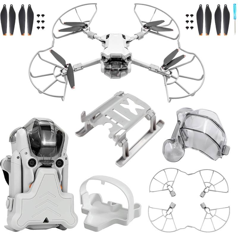 Craznick Mini 4 Pro Zubehör Kit Propeller Propellerschutz Landefüße Erweiterte Fahrwerk Landegestell Propellerschützer Strap Gimbal Protector Lens Cover für DJI Mini 4 Pro Fly More Combo Zubehör von Craznick