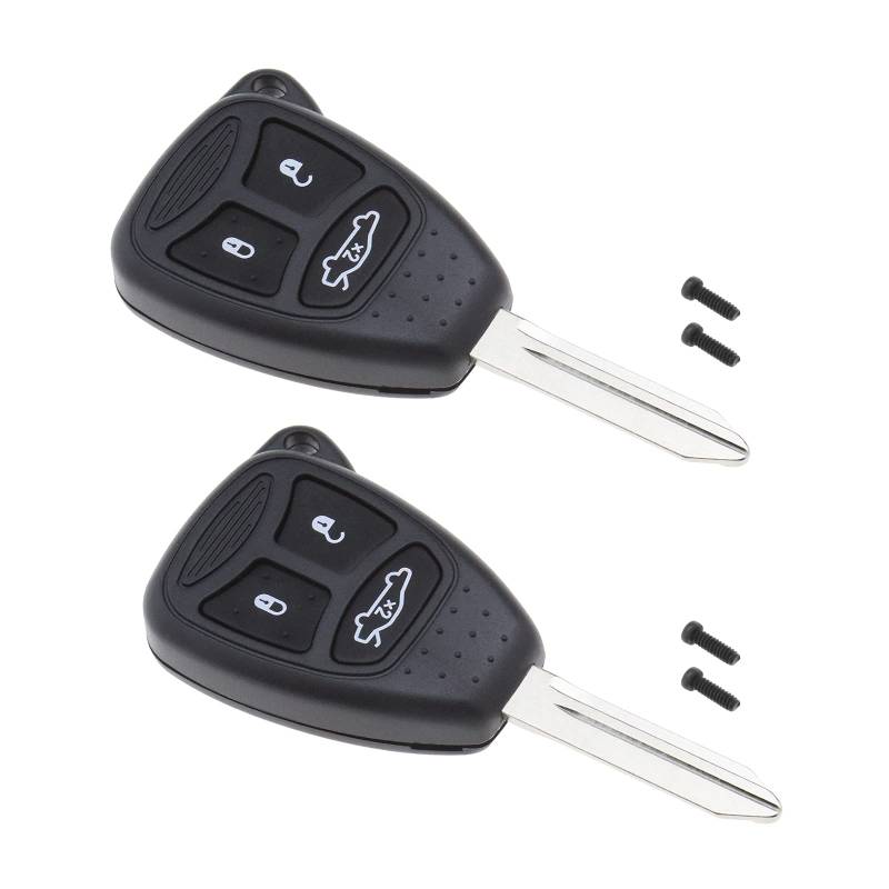 Create idea 2 x Auto Schlüssel Hülle Schlüsselgehäuse für 3-Tasten mit ungeschnittenem Schlüsselblatt Kompatibel mit Chrysler 300C Dodge Jeep von Create idea