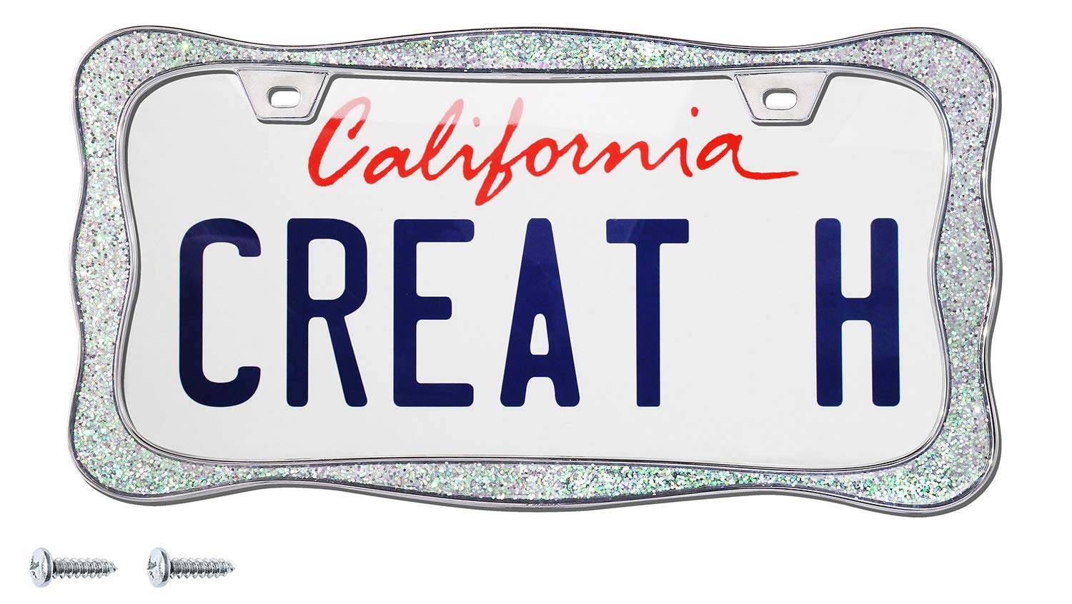 Creathome 3D-Nummernschild-Rahmen (Chrom mit glänzendem, silberfarbenem Glitzer Creathome 3D-Nummernschild-Rahmen (Chrom mit glänzendem, silberfarbenem Glitzer von Creathome