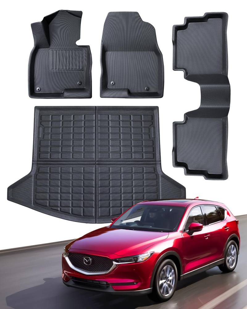 CreekT für 2017–2024 Mazda CX5 Fußmatten & Kofferraummatte, für 2024 2023 2022 2021 2020 2019 2018 CX-5 Fußmatten, Allwetterschutz für CX 5 Fußmatten, Cargo Liner für Mazda CX5 Zubehör von CreekT