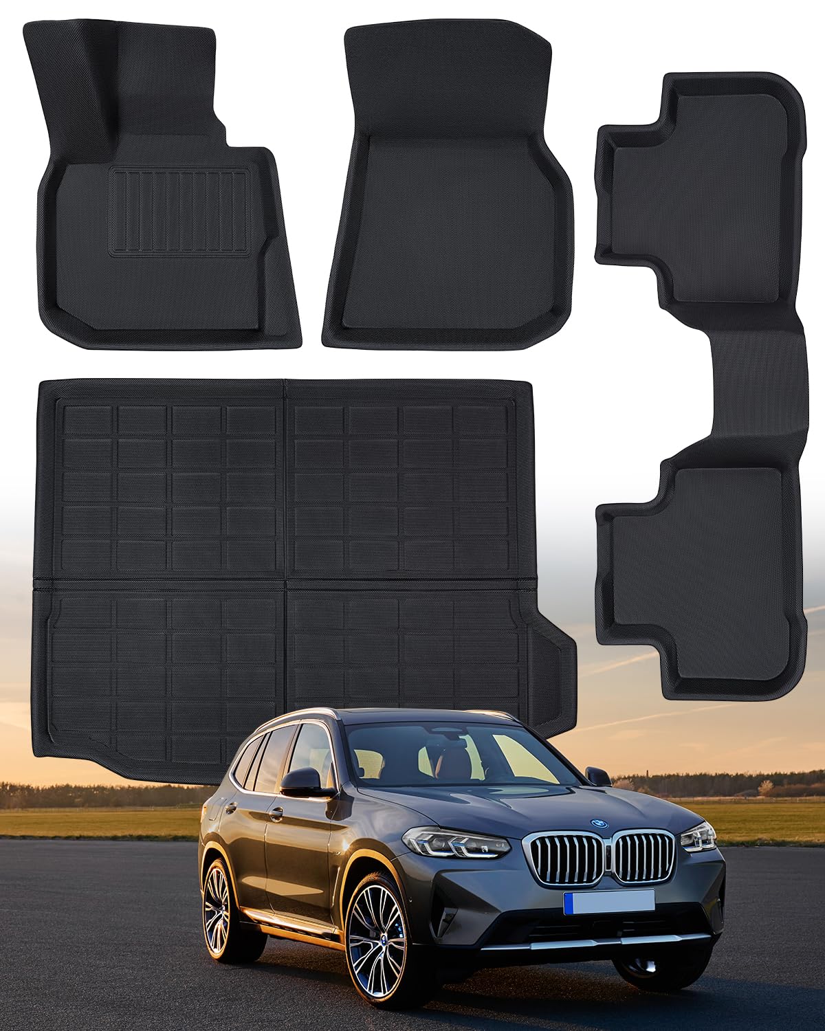 CreekT für BMW X3 Fußmatten, Allwetter-Fußmatten für BMW X3 G01 2018–2023, BMW X3 G01 xDrive30i, M40i, sDrive30i, M Competition, Zubehör für BMW X3 (Fußmatten und Kofferraummatte) von CreekT