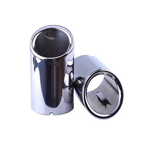Auspuff Endrohr Edelstahl,Endschalldämpfer Endrohr 1 Pair Edelstahl Auto Auspuff-Schalldämpfer-Rohr-Spitzen Chrom-Trim-Schalldämpfer-Tail-TIPP Passend für A4 A5 Q5 von Crepundia