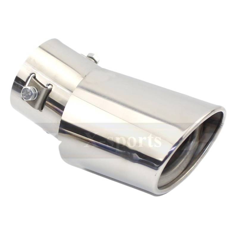 Auspuff Endrohr Edelstahl,Endschalldämpfer Endrohr Auto-Auspuff-Rohr-Schalldämpfer-Heck-Rohrauslass-Düsen-Endgurt Net Universal Oval ID 60mm Edelstahl-Zierspitze(Silver Bend) von Crepundia