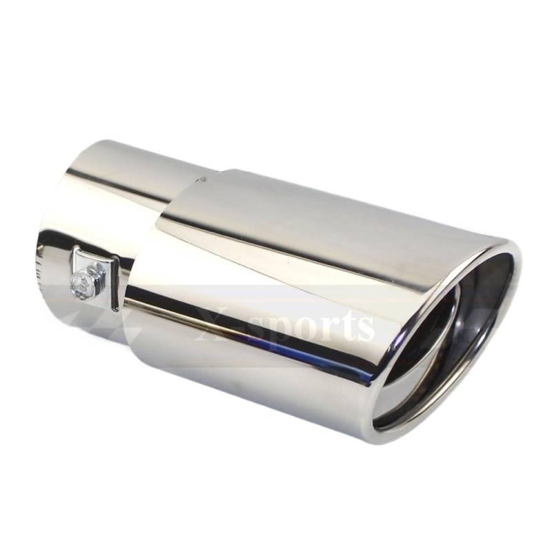 Auspuff Endrohr Edelstahl,Endschalldämpfer Endrohr Auto-Auspuff-Rohr-Schalldämpfer-Heck-Rohrauslass-Düsen-Endgurt Net Universal Oval ID 60mm Edelstahl-Zierspitze(Silver Straight) von Crepundia