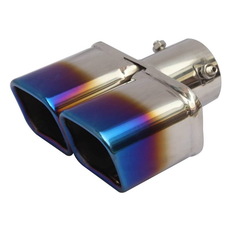 Auspuff Endrohr Edelstahl,Endschalldämpfer Endrohr Auto Dual Auspuff-TIPP 2,5-Zoll-Einlass-Bolzen-ON-Square Slant Cut Edelstahl Auspuff-Schallpipe-Schalldämpfer-Spitze Universal(Burnt Blue) von Crepundia