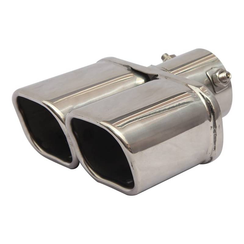 Auspuff Endrohr Edelstahl,Endschalldämpfer Endrohr Auto Dual Auspuff-TIPP 2,5-Zoll-Einlass-Bolzen-ON-Square Slant Cut Edelstahl Auspuff-Schallpipe-Schalldämpfer-Spitze Universal(Silver) von Crepundia