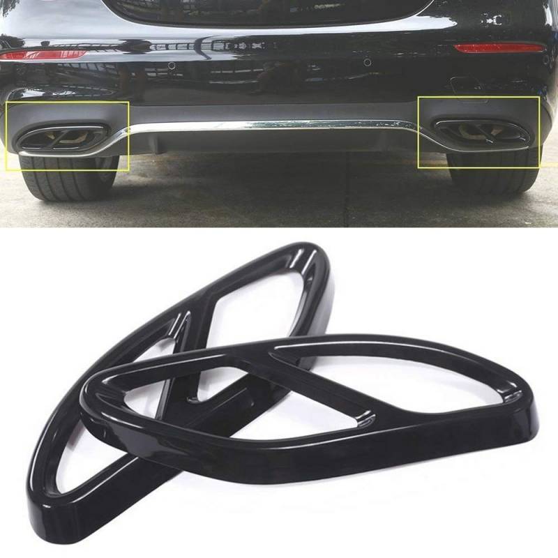 Auspuff Endrohr Edelstahl,Endschalldämpfer Endrohr Auto Styling Auspuff-Schwanz-Rohre Dekorationsrahmen Schwarzer Schwanz-Hals-Rohr Modified-Abdeckungsbesatz-Fit-Verwendung Passend für Mercedes Benz G von Crepundia