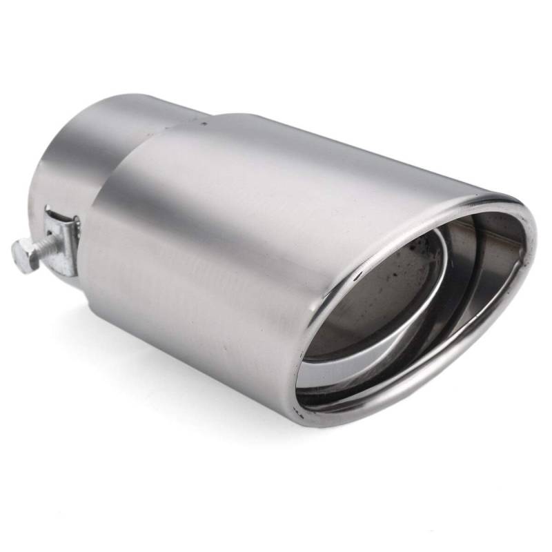 Auspuff Endrohr Edelstahl,Endschalldämpfer Endrohr Chrom 2,5-Zoll-Einlassauto-Auspuffrohr-Schalldämpfer Edelstahl oval Auspuffrohr Schalldämpfer Trim Spitzenrohr Universal von Crepundia