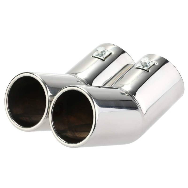 Auspuff Endrohr Edelstahl,Endschalldämpfer Endrohr Dual-Rohre Edelstahl-Auspuff-Tail-Pfeifen Schalldämpfer-Tipps for Passend für VW Golf 4 Bora Jetta Autozubehör Auto Styling von Crepundia