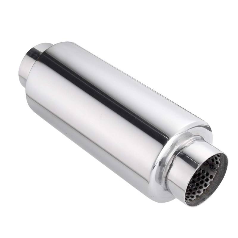 Auspuff Endrohr Edelstahl,Endschalldämpfer Endrohr Universal Edelstahl 63mm Einlass Trommeldurchmesser 101mm Auto Auspuff Schalldämpfer Spitzenrohr Auto Hinterer Halsschmerzen Crimpenschalldämpfer(1Pc von Crepundia