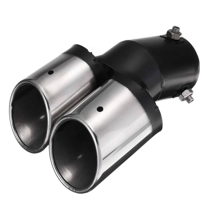 Auspuff Endrohr Edelstahl,Endschalldämpfer Endrohr Universalauto Dekoration Chrom Tail Pipe Edelstahl gekrümmt Dualausgang Auspuff Trim Schalldämpfer Rohr Schwanz Fit Verwendung Passend für BMW Fit Ve von Crepundia