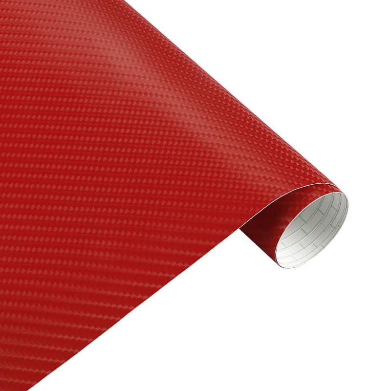 Auto Schutz Carbon Folie, 152x10cm Carbonfaser-Vinylfolie Autoaufkleber Wasserdicht DIY Motorrad Auto Styling Zubehör Wrap Mit Luftblasenfreien(Red,152x20cm) von Crepundia
