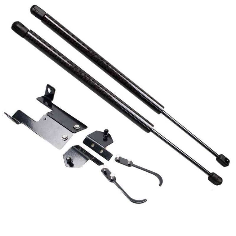 Gasfeder Motorhaube Dämpfer, for Jeep Wrangler (JK) 2X Fronthaube Bonnet Modify Carbon Fiber Gas Struts Lift Shock Dämpfer(Black Carbon Fiber) von Crepundia