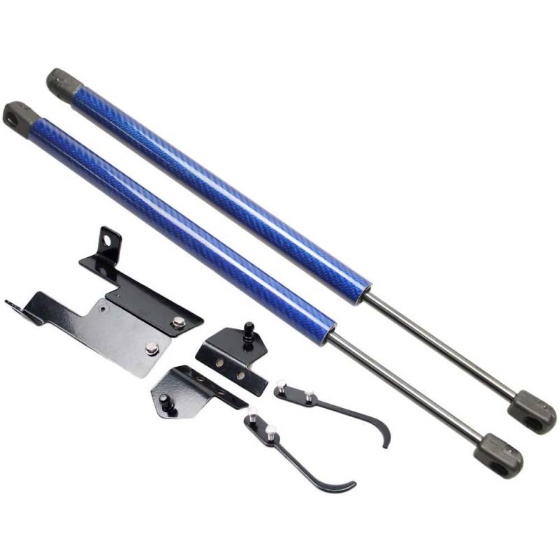 Gasfeder Motorhaube Dämpfer, for Jeep Wrangler (JK) 2X Fronthaube Bonnet Modify Carbon Fiber Gas Struts Lift Shock Dämpfer(Blue Carbon Fiber) von Crepundia