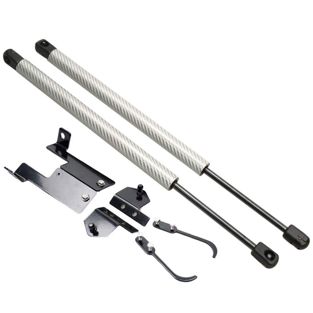 Gasfeder Motorhaube Dämpfer, for Jeep Wrangler (JK) 2X Fronthaube Bonnet Modify Carbon Fiber Gas Struts Lift Shock Dämpfer(Silver Carbon Fiber) von Crepundia