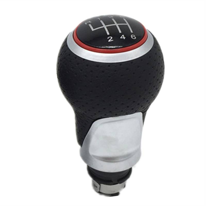 Leder Schaltknauf mit Naht,Naht Schaltknauf Rahmen 5/6 Geschwindigkeitsleder Auto Styling Gang Umschaltknopf Stick Cover Passend Für VW Golf MK5 MK6 Golf 5 6 A6 Kaninchen Jetta MK6 2009-2014(R123456 R von Crepundia