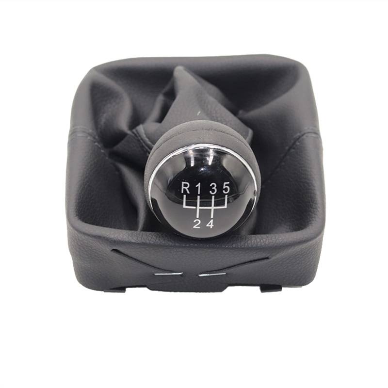 Leder Schaltknauf mit Naht,Naht Schaltknauf Rahmen 5 Geschwindigkeitsauto-Gang-Umschaltknopf Mit Gaitor-Boot-Abdeckung Passend Für VW. Polo 9N 9N2 2002-2009 GAITOR Shift Boot Gamer/Frame/Chrome(Ty von Crepundia