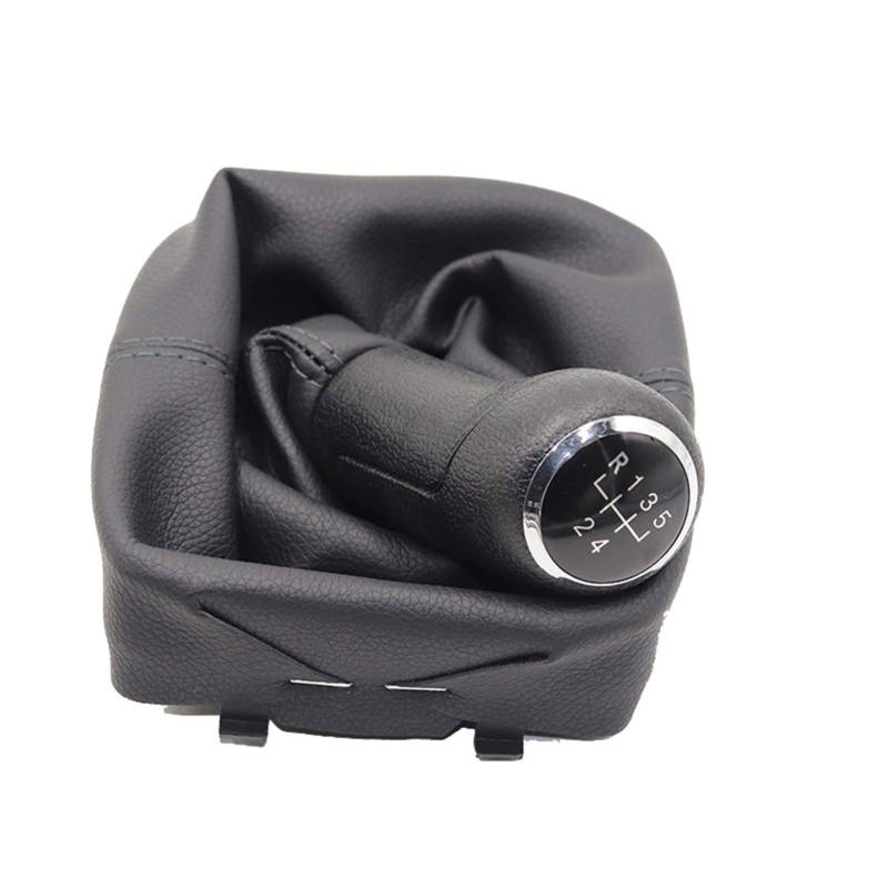 Leder Schaltknauf mit Naht,Naht Schaltknauf Rahmen 5 Geschwindigkeitsauto-Gang-Umschaltknopf Mit Gaitor-Boot-Abdeckung Passend Für VW. Polo 9N 9N2 2002-2009 GAITOR Shift Boot Gamer/Frame/Chrome(Ty von Crepundia