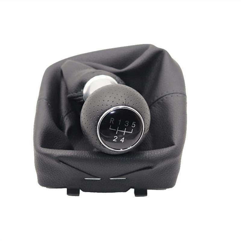 Leder Schaltknauf mit Naht,Naht Schaltknauf Rahmen 5 Geschwindigkeitsauto-Gang-Umschaltknopf Mit Gaitor-Boot-Abdeckung Passend Für VW. Polo 9N 9N2 2002-2009 GAITOR Shift Boot Gamer/Frame/Chrome(Ty von Crepundia
