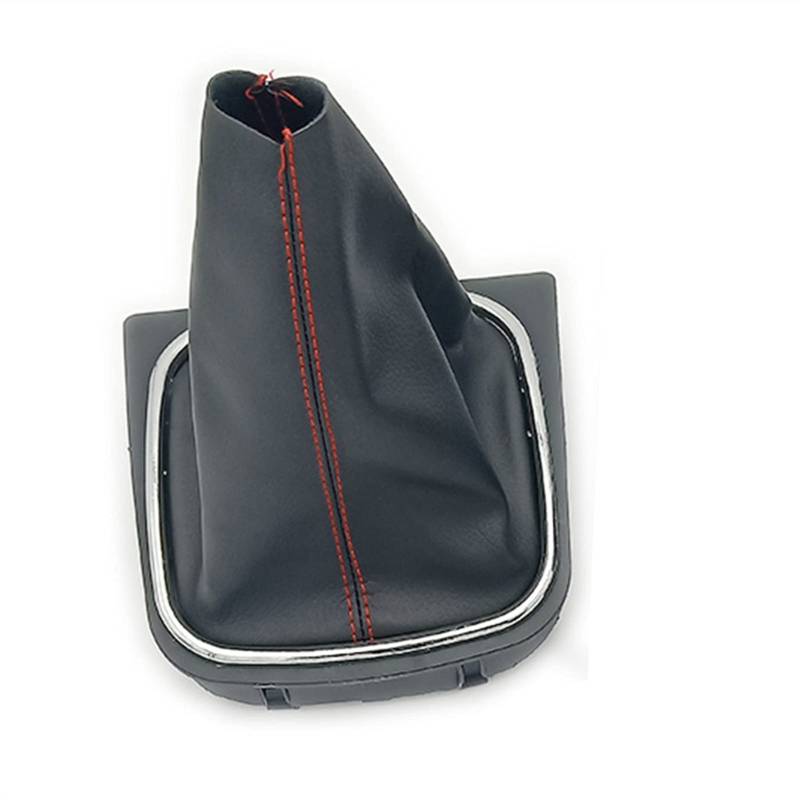 Leder Schaltknauf mit Naht,Naht Schaltknauf Rahmen Auto-Handbuch 5/6 Geschwindigkeitsgetriebe-Umschaltknopf Mit Schwarzer Boot-Cover-Kragen-Passend Für VW. Jetta 5 6. Golf 6 VI MK5 MK6 2005-2014(Gear von Crepundia