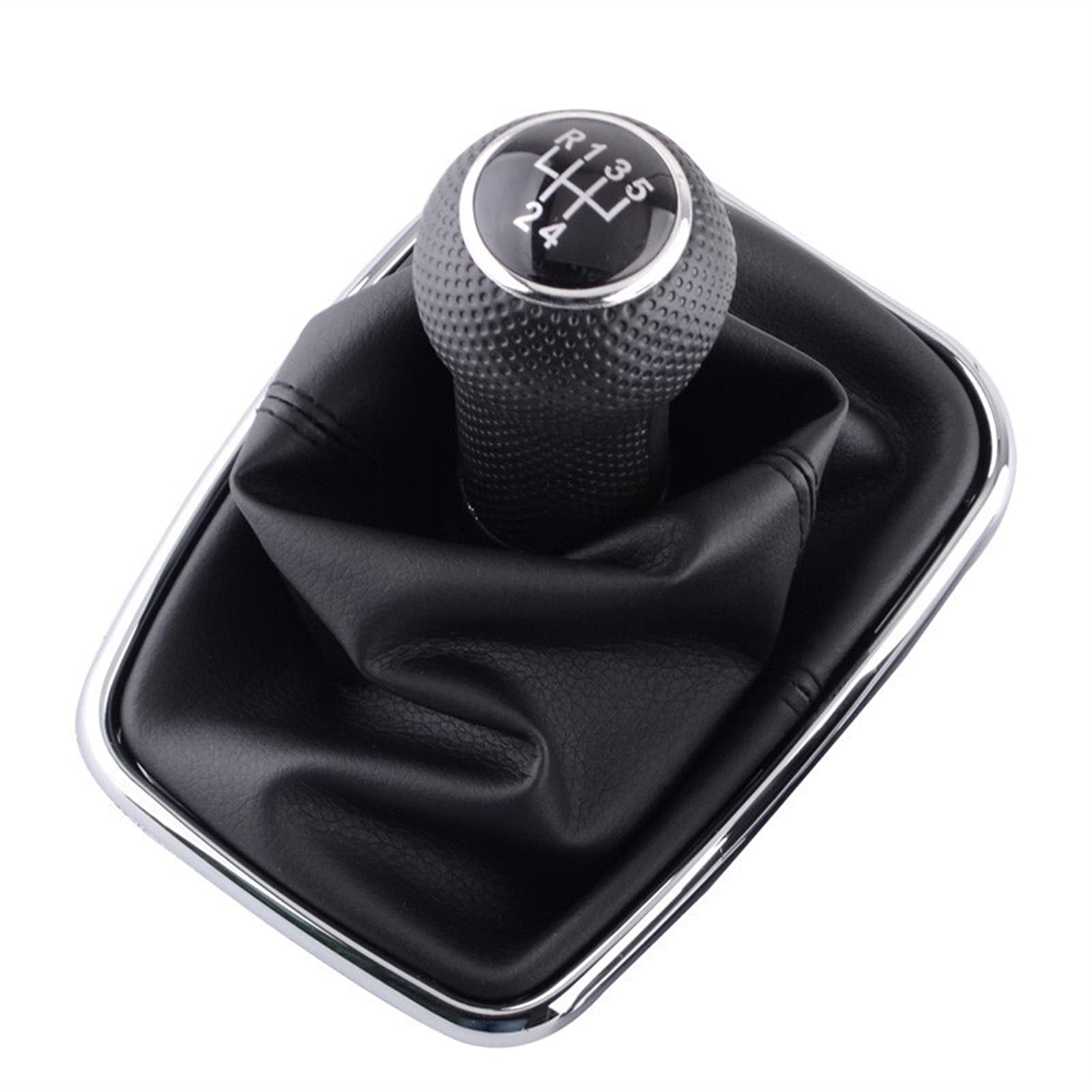 Leder Schaltknauf mit Naht,Naht Schaltknauf Rahmen Autoanleitung 5/6 Speed ​​Shift-Knopf-Shifter-Boot-Abdeckung PU. Gebrauch Für Passend Für Volkswagen VW. Golf 4 2003-2008 Autozubehör(5 Speed) von Crepundia