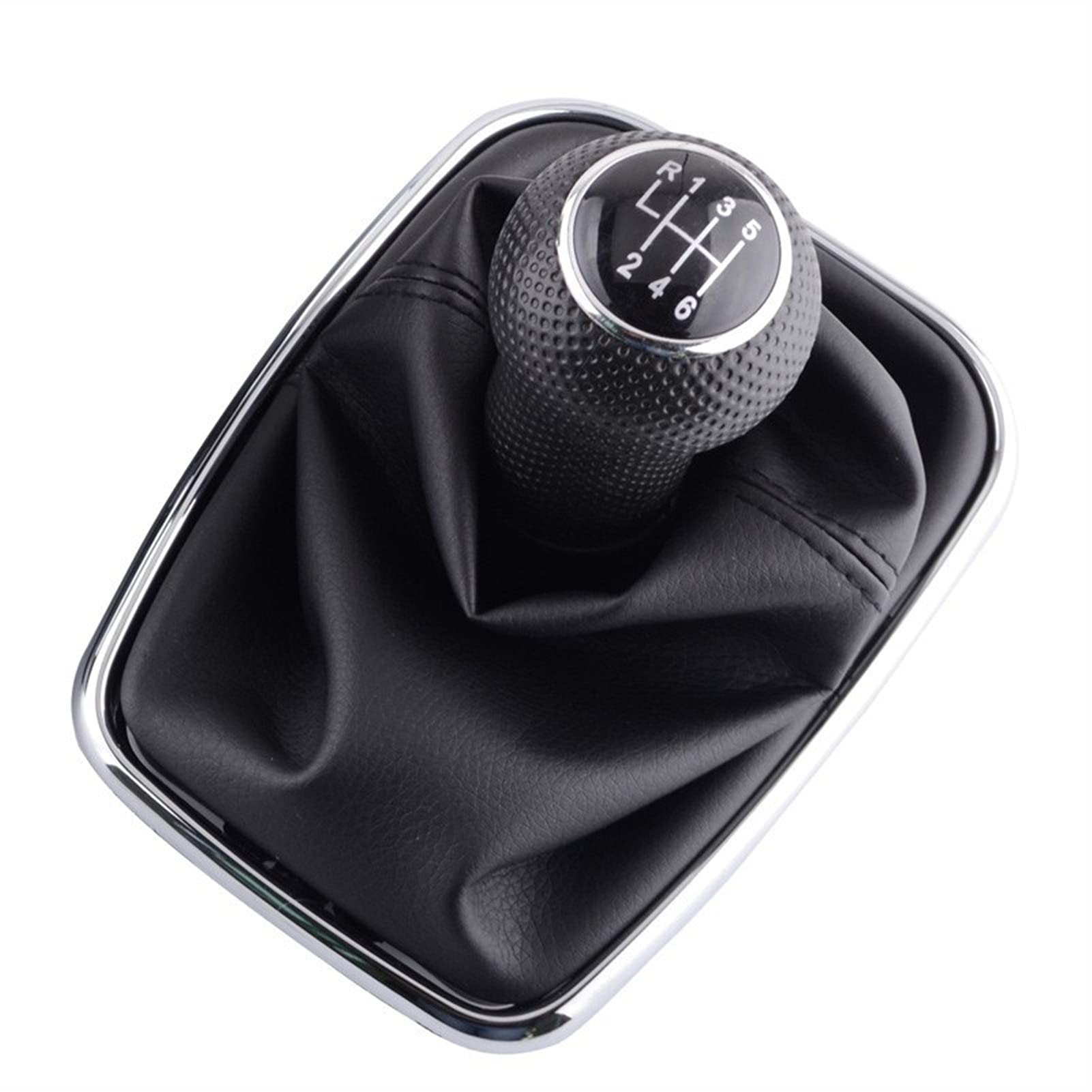 Leder Schaltknauf mit Naht,Naht Schaltknauf Rahmen Autoanleitung 5/6 Speed ​​Shift-Knopf-Shifter-Boot-Abdeckung PU. Gebrauch Für Passend Für Volkswagen VW. Golf 4 2003-2008 Autozubehör(6 Speed) von Crepundia