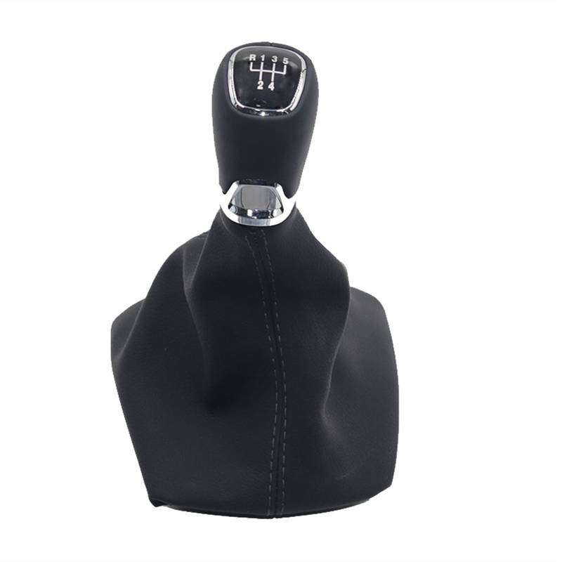 Leder Schaltknauf mit Naht,Naht Schaltknauf Rahmen Chrom- Und Leder-Auto-Umschaltgetriebe-Knopfhebel Gaiter-Boot-Abdeckung Passend Für Skoda Octavia A5 A6 2004-2012(5 Speed Set) von Crepundia