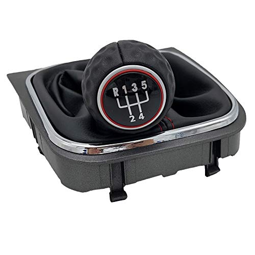 Leder Schaltknauf mit Naht,Naht Schaltknauf Rahmen Gang-Umschaltknopf Gamer-Kofferraum-Koffer-Kragen-Passend Für VW Volkswagen Golf 5 A5 MK5 GTI GTD Passend Für Jetta R32 A6 Gebrauch Passend Für Golf von Crepundia