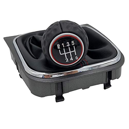 Leder Schaltknauf mit Naht,Naht Schaltknauf Rahmen Gang-Umschaltknopf Gamer-Kofferraum-Koffer-Kragen-Passend Für VW Volkswagen Golf 5 A5 MK5 GTI GTD Passend Für Jetta R32 A6 Gebrauch Passend Für Golf von Crepundia