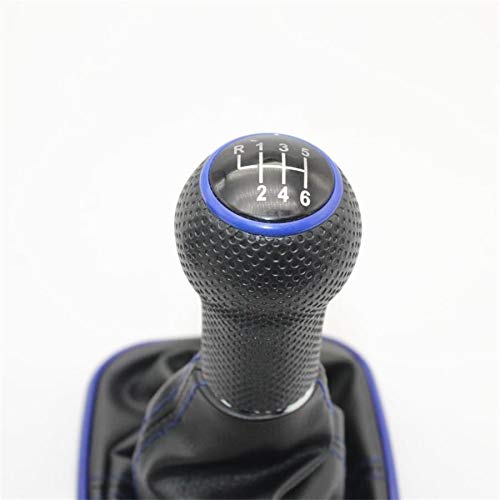 Leder Schaltknauf mit Naht,Naht Schaltknauf Rahmen Passend Für Volkswagen VW Golf 4 IV MK4 R32 Bora Jetta 1998-2004 5/6 Geschwindigkeits-blauer Gang-Umschaltknopf-Shifter-Gaiter-Stiefel 23mm Einsatzlo Leder Schaltknauf mit Naht,Naht Schaltknauf Rahmen Passend Für Volkswagen VW Golf 4 IV MK4 R32 Bora Jetta 1998-2004 5/6 Geschwindigkeits-blauer Gang-Umschaltknopf-Shifter-Gaiter-Stiefel 23mm Einsatzlo von Crepundia