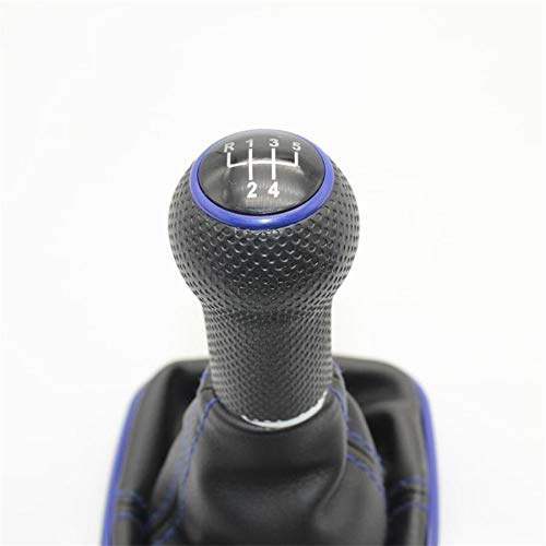 Leder Schaltknauf mit Naht,Naht Schaltknauf Rahmen Passend Für Volkswagen VW Golf 4 IV MK4 R32 Bora Jetta 1998-2004 5/6 Geschwindigkeits-blauer Gang-Umschaltknopf-Shifter-Gaiter-Stiefel 23mm Einsatzlo Leder Schaltknauf mit Naht,Naht Schaltknauf Rahmen Passend Für Volkswagen VW Golf 4 IV MK4 R32 Bora Jetta 1998-2004 5/6 Geschwindigkeits-blauer Gang-Umschaltknopf-Shifter-Gaiter-Stiefel 23mm Einsatzlo von Crepundia