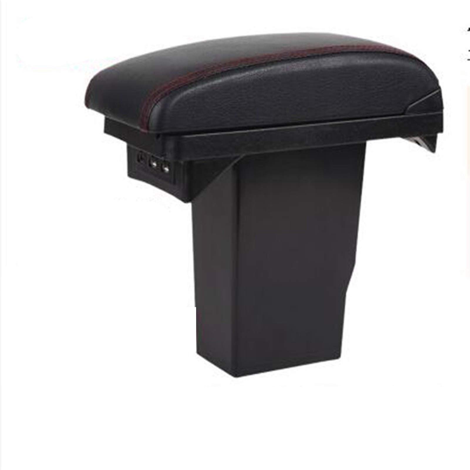 Mittelkonsole Armlehne Staufach, Für Peugeot 2008 Armlehne Box + 3USB Black Leder Center Neu Aufbewahrungsbox Modifikation 2012 2013 2014 2015 2016 2017 2018 2019(Red line with usb) von Crepundia